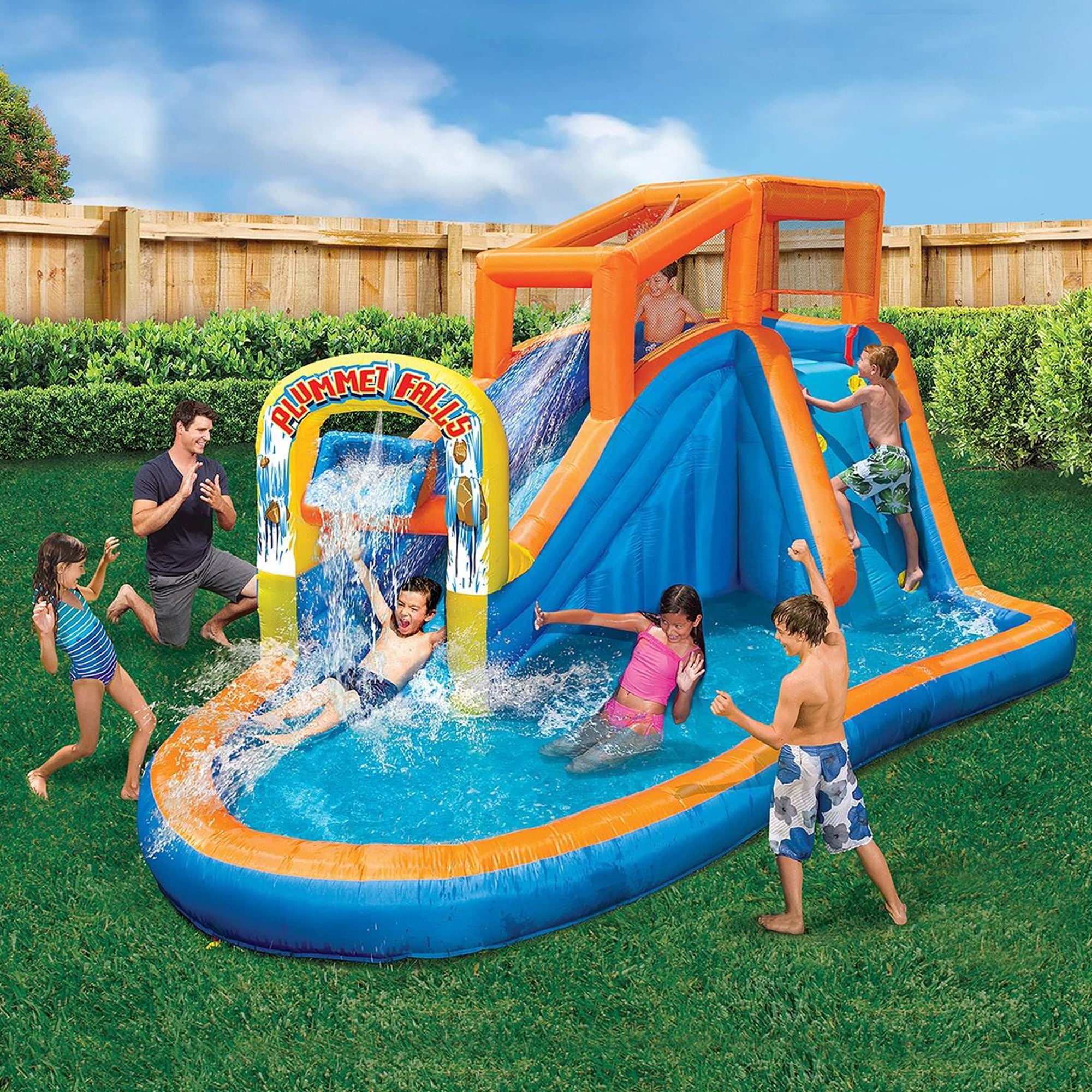 Banzai Plummet Falls Adventure Inflatable Outdoor Water Park Pool Slide