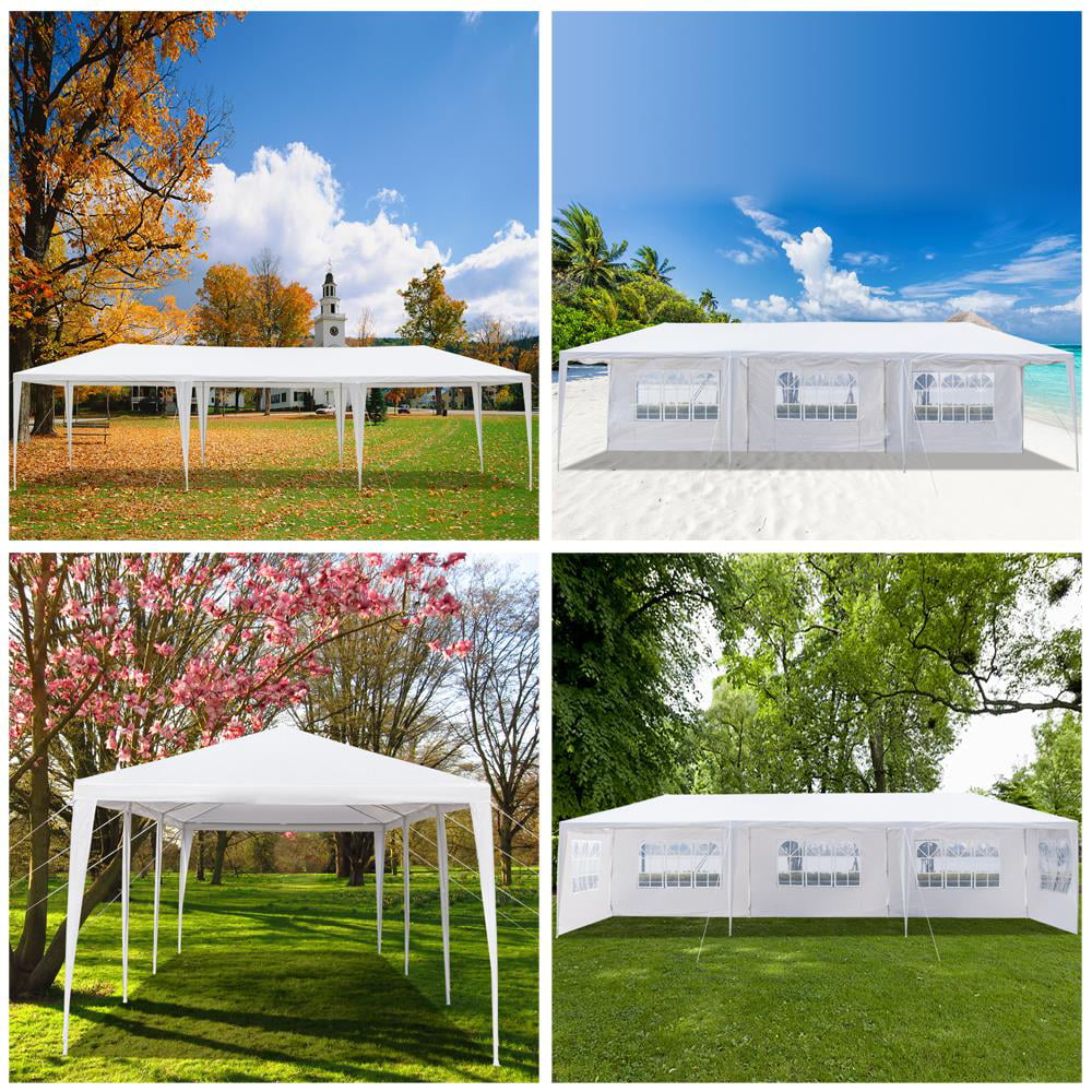 UBesGoo 10' x 30' Wedding Party White Tent Gazebo Pavilion Event Canopy W/5 Sidewalls