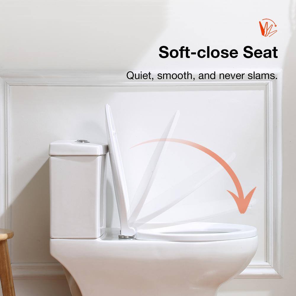 Glacier Bay Beck 2-Piece 11.6 GPF Dual Flush Elongated Toilet in White Seat Included GBTO103