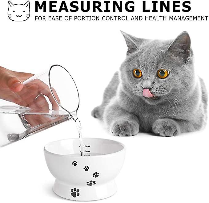 Cat Bowl， 15 Ounce Cat Water Bowl， Raised Ceramic Cat Food Bowl， Elevated Cat Dog Dish No Spill， Pet Bowls For Cats Or Small Dogs， Anti Vomiting， Meas