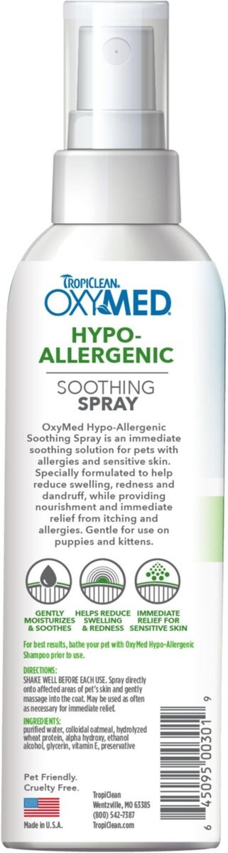 TropiClean OxyMed Hypoallergenic Soothing Spot Treatment Dog and Cat Spray