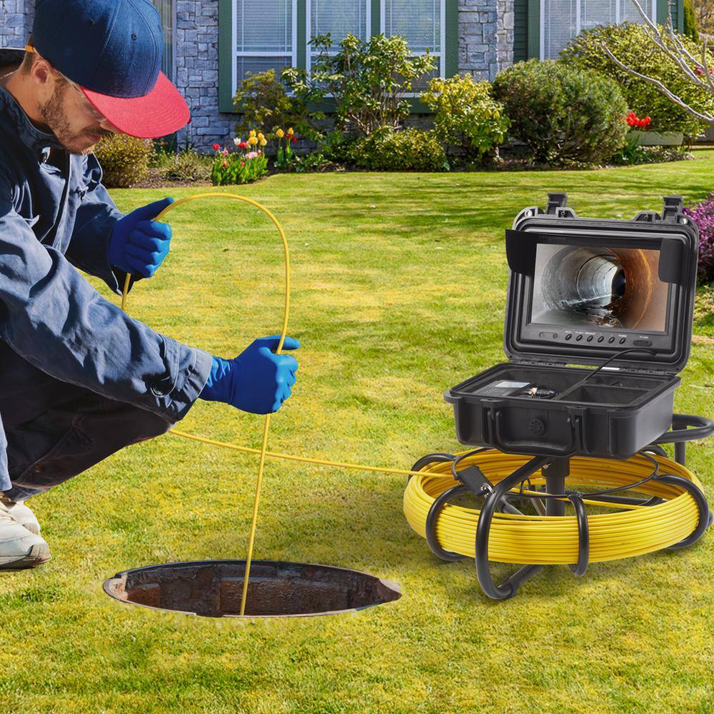 VEVOR Sewer Pipe Camera 9 in. Screen Pipeline Inspection Camera 165 ft. IP68 with DVR Function SD Card for Sewer Duct Drain JLKXSGDNKJ950DXC6V1