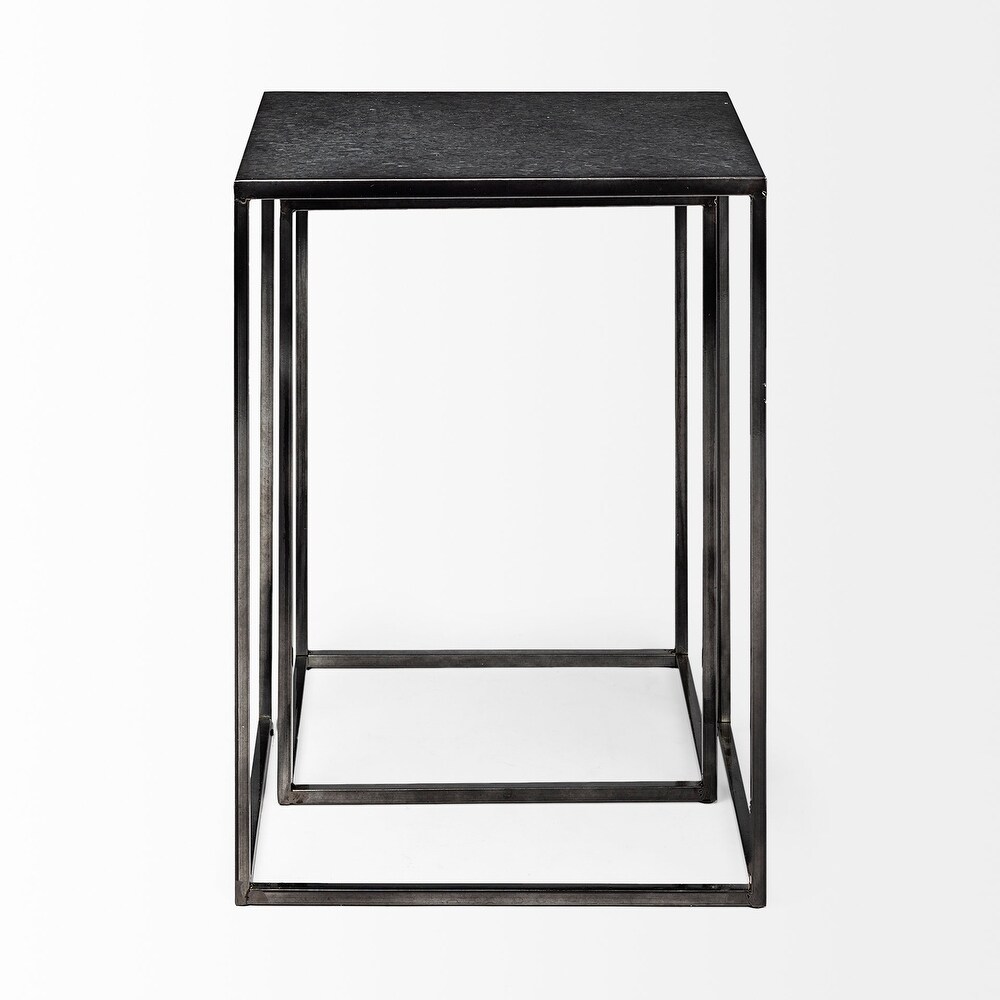 Kasey Galvanized Black Metal Nesting Accent Tables (Set of 2)   17.7L x 12.6W x 24.4H