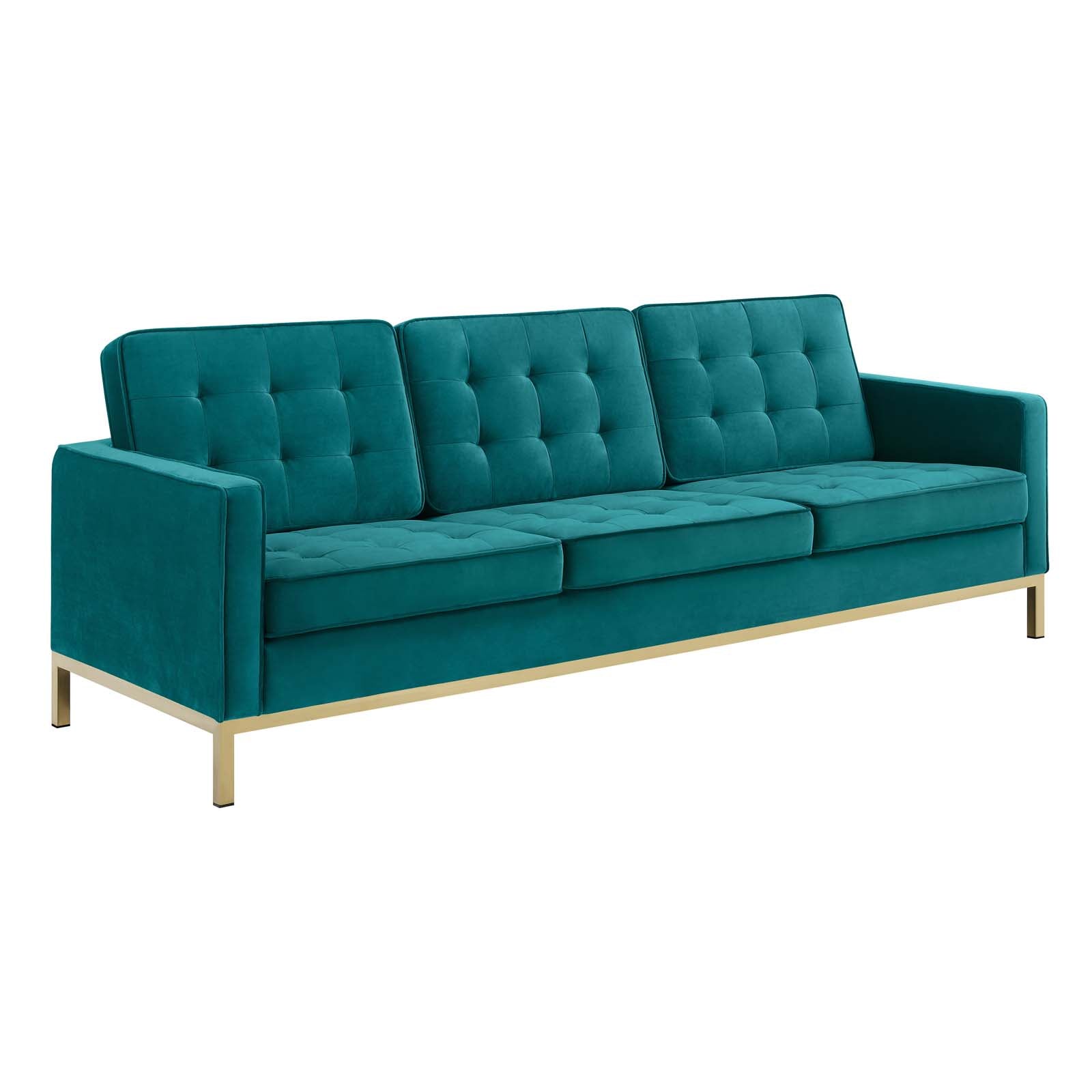 Loft Gold Stainless Steel Leg Performance Velvet Sofa-EEI-3387