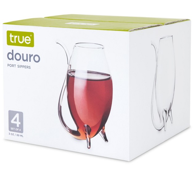 True Douro Port Sippers Glass With Straw Sipper Feature Stemless Wine Glass Set Of 4 3 Oz Capacity Clear