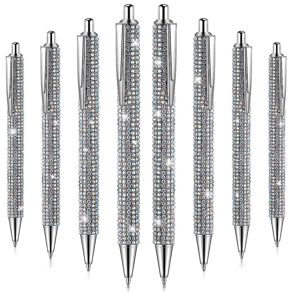 8pcs Cute Pen Bling Diamond Christmas Rhinestones Gift Metal Ballpoint Fancy Sparkly Crystal A