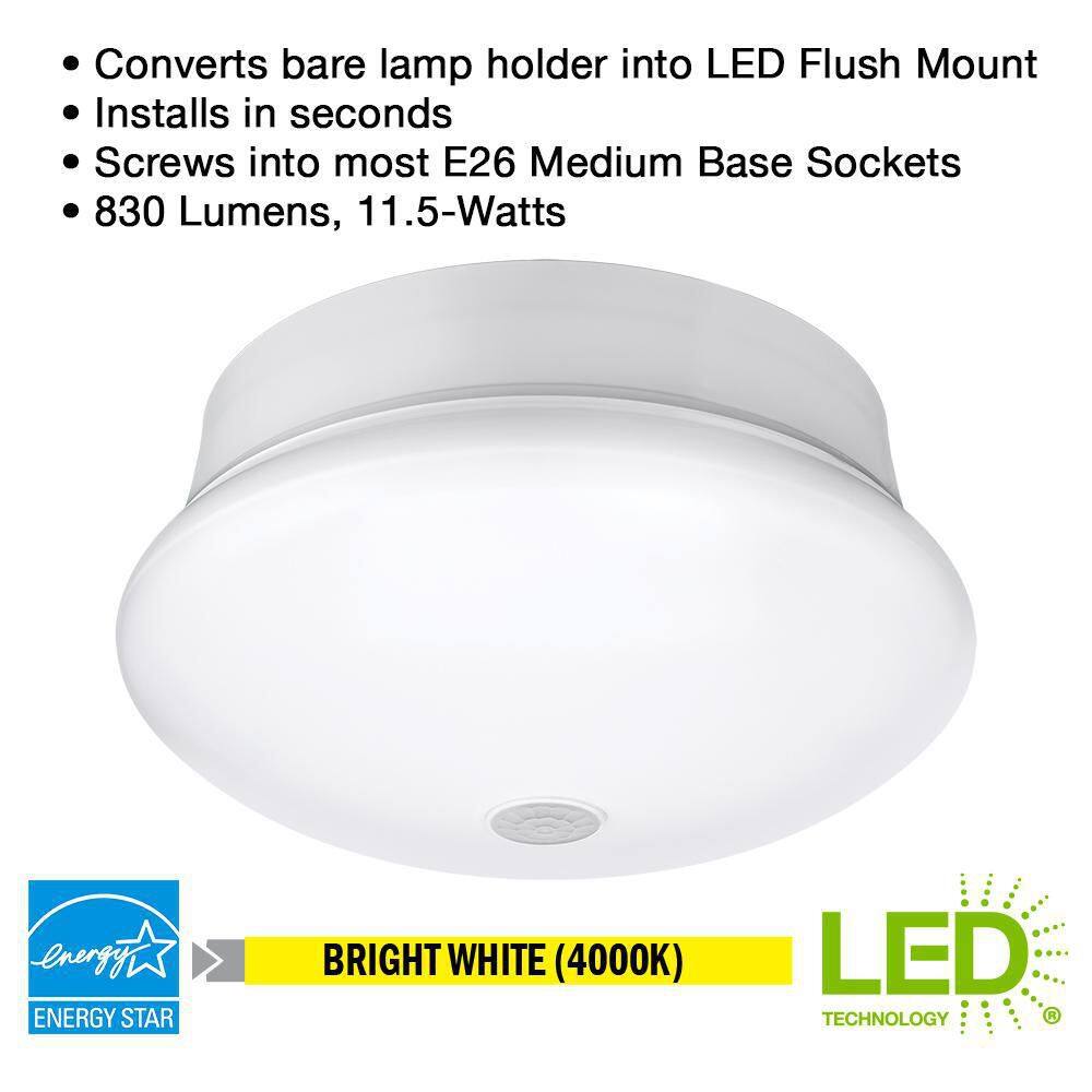 Commercial Electric Spin Light 7 in. Motion Sensor LED Flush Mount Ceiling Light Customize Hold Times Closet Rated 830 Lumens 4000K 54606341