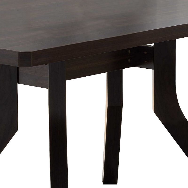 Dining Table with Wooden Top and Angled Legs， Brown