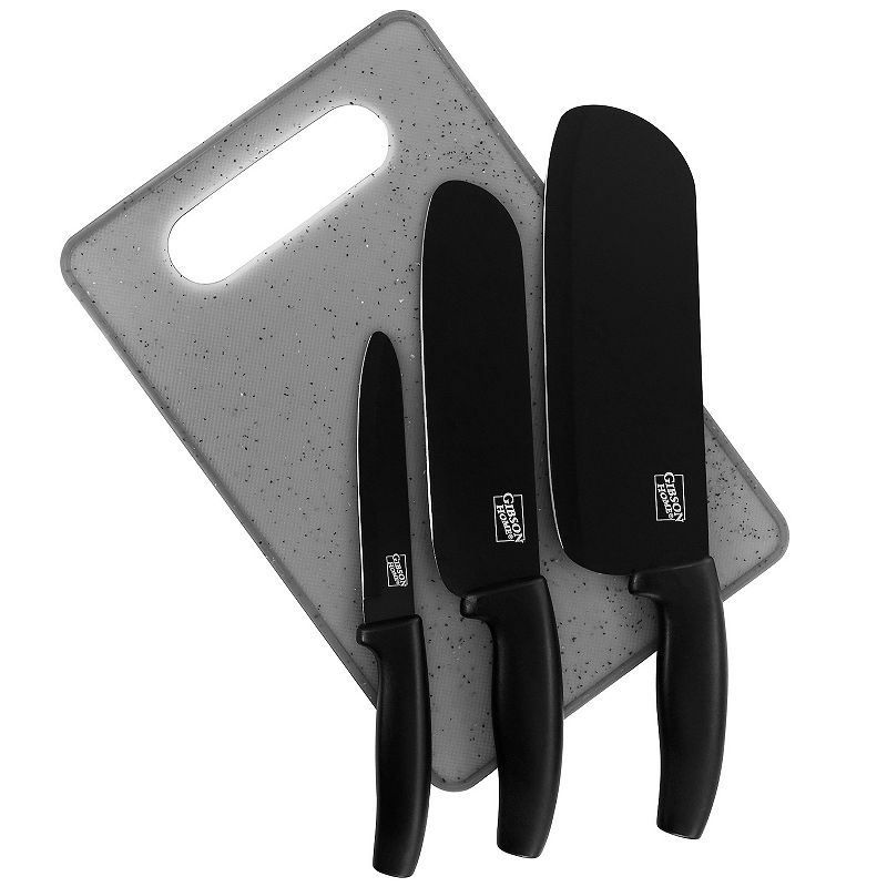 Gibson Everyday Edge Craft 4 Piece Nonstick Stainless Steel Cutlery Set with Cutting Board