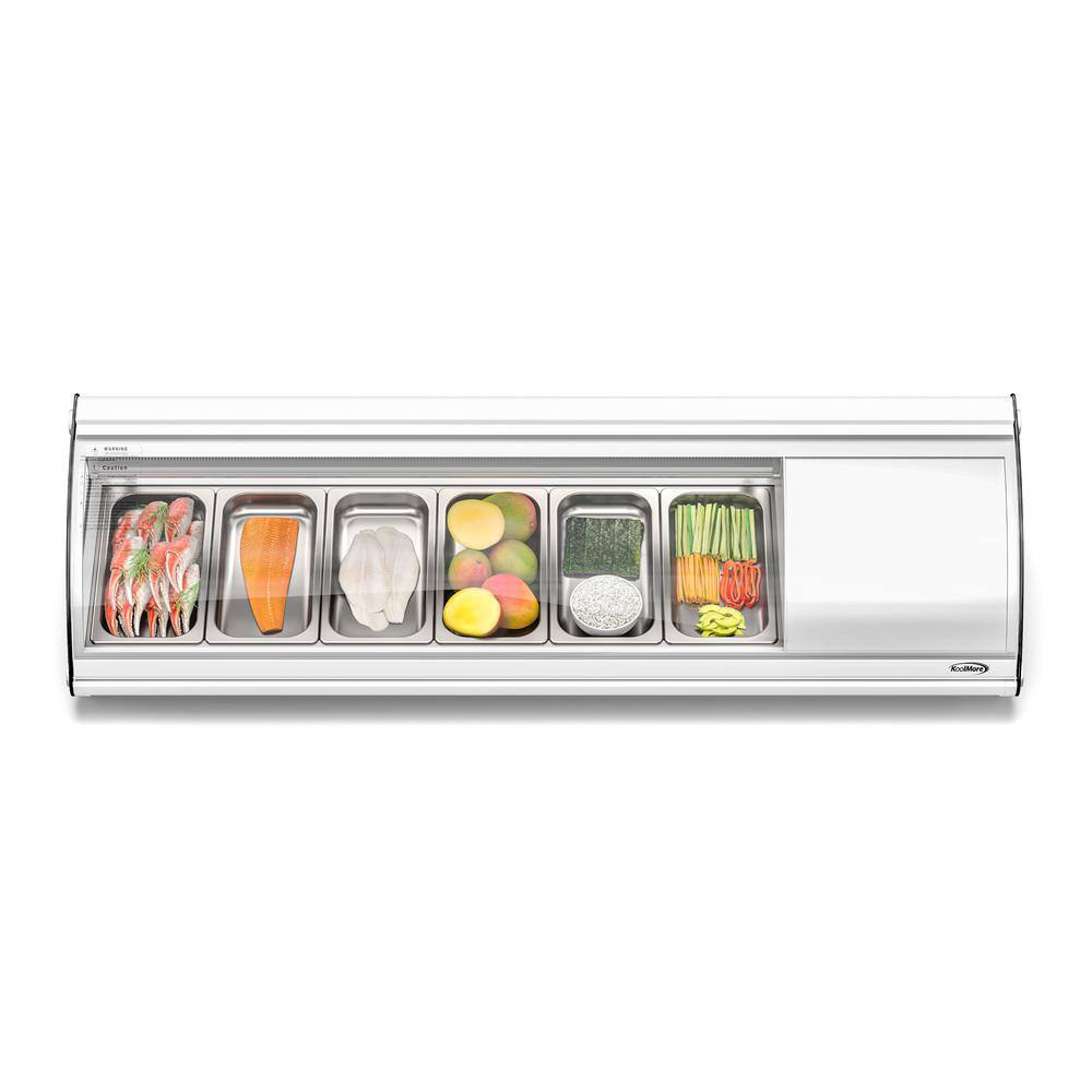 Koolmore 60 In. Countertop 6 Pan Sushi Refrigerator in White KM-SR60-WH