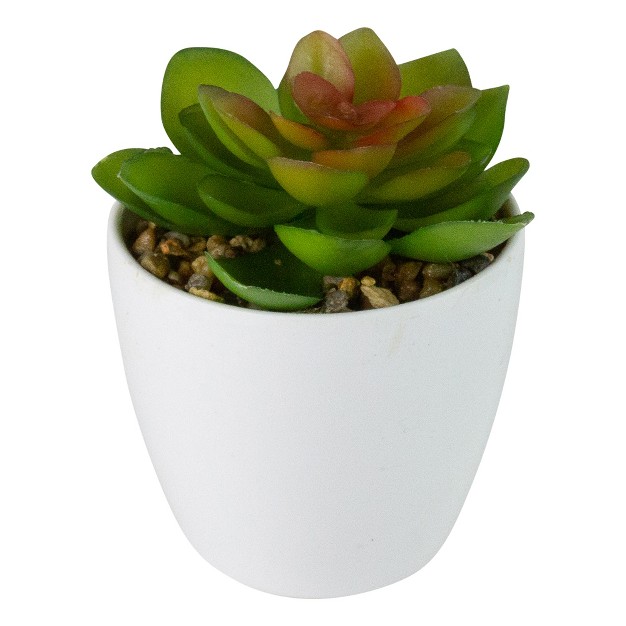 Mini White Potted Artificial Succulent Plant