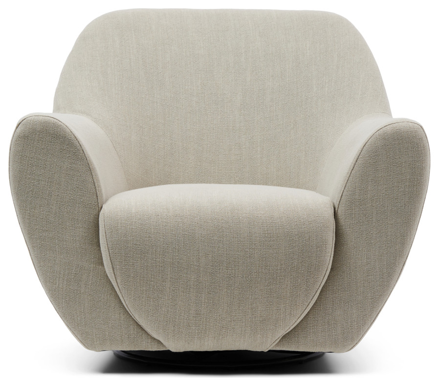 Beige Upholstered Swivel Chair  Rivi√®ra Maison The Jill   Transitional   Armchairs And Accent Chairs   by Oroa   Distinctive Furniture  Houzz