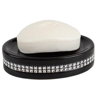 Home Basics 4-Piece Luxury Bath Accessory Set with Stunning Sequin Accents in Black HDC62866