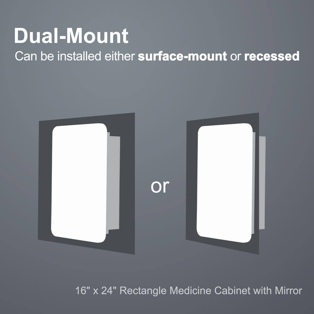 NEUTYPE 16 in. W x 24 in. H Rectangle Gold RecessedSurface Mount Medicine Cabinet with Mirror A-MR11006