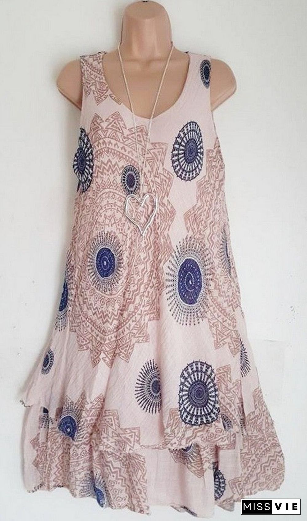 Women's Scoop Neck Sleeveless Floral Printed Dress