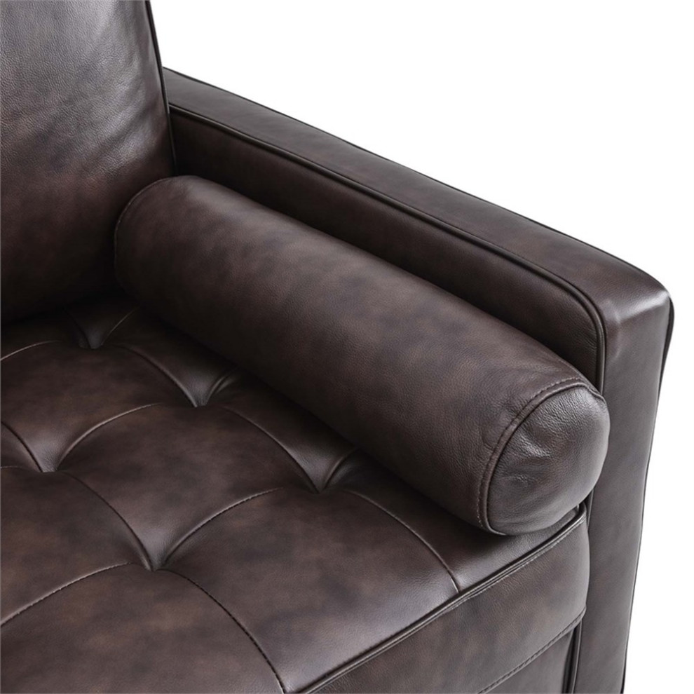 Modway Valour Modern Style Leather and Dense Foam Armchair in Brown Finish   Midcentury   Armchairs And Accent Chairs   by Homesquare  Houzz