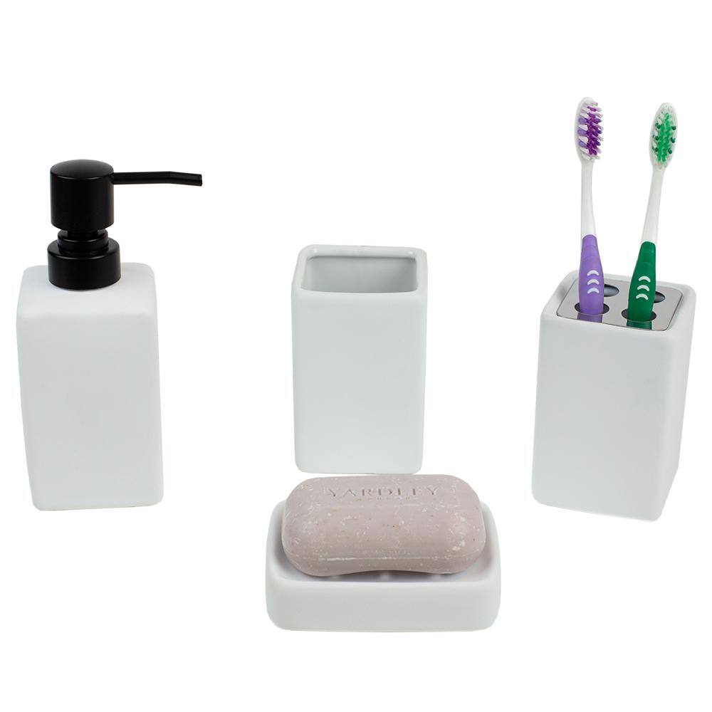 Home Basics Loft 4-Piece Bath Accessory Set in White BA41878