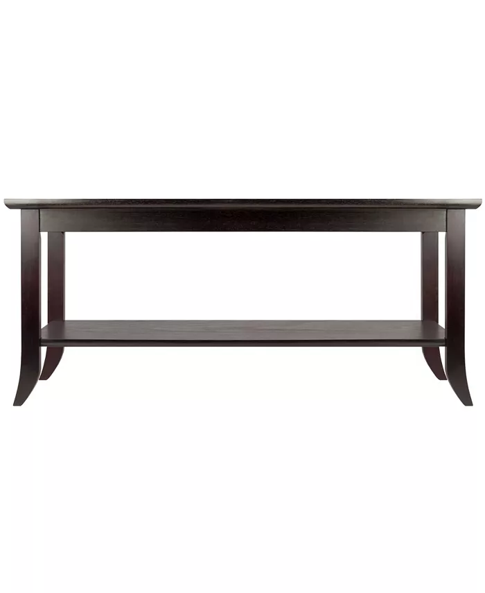 Winsome Genoa Rectangular Coffee Table with Glass Top and Shelf