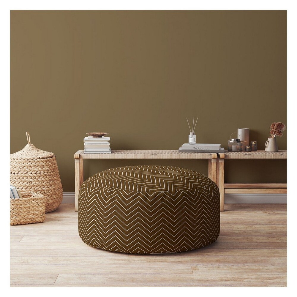 Indoor DIPPITY Round Zipper Pouf   Stuffed   Extra Beads Included!   24in dia x 20in tall