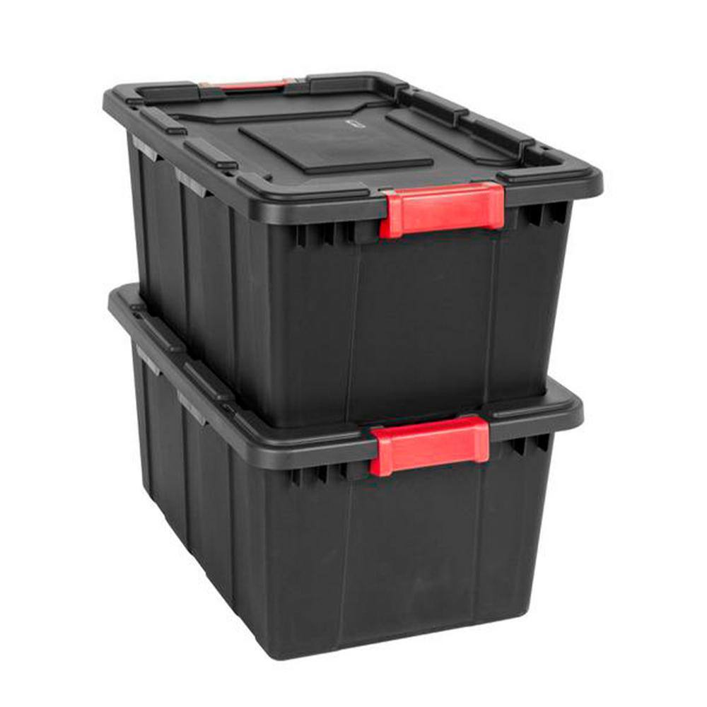 Sterilite Durable Rugged Industrial 15 Gal. Storage Bin in Black (6-Pack) 6 x 14649006