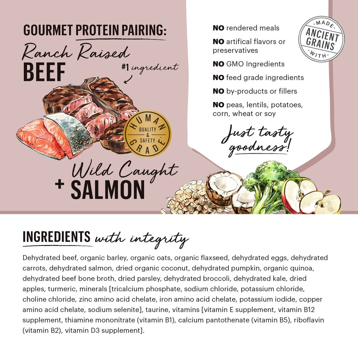 The Honest Kitchen Gourmet Grains Beef and Salmon Recipe Dehydrated Dog Food