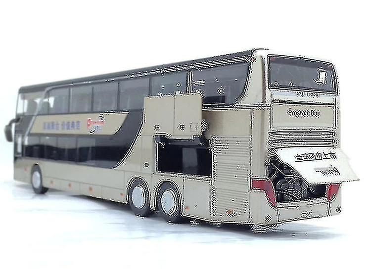 Bus Model 1:32 High Simulation Twin Sightseeing Flashing Toy Car