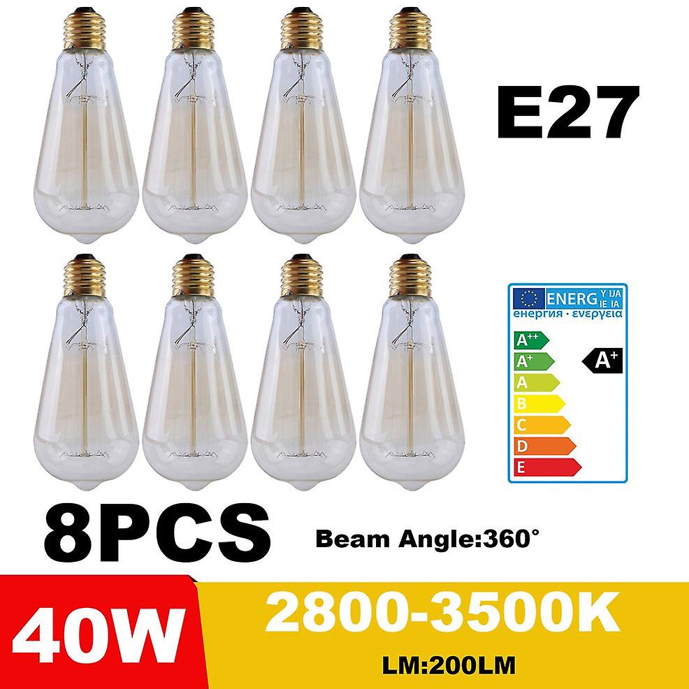 8pcs St64 Lantern Type E27 40w Antique Light Bulb Ac220-240v 2800-3500k