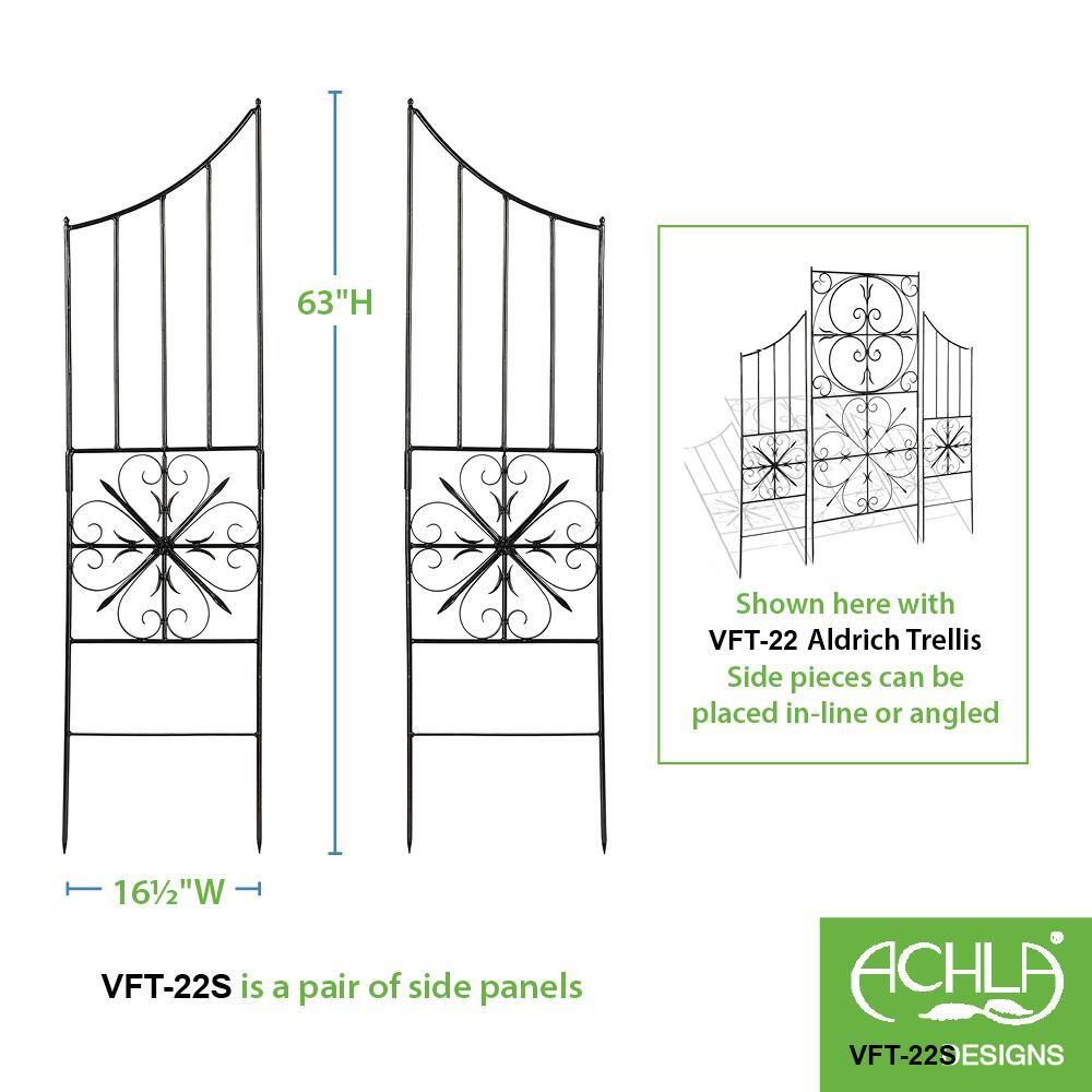 Achla Designs Set of 2 Side Panels for Aldrich Trellis 63 in. Tall Graphite Powder Coat Finish VFT-22S