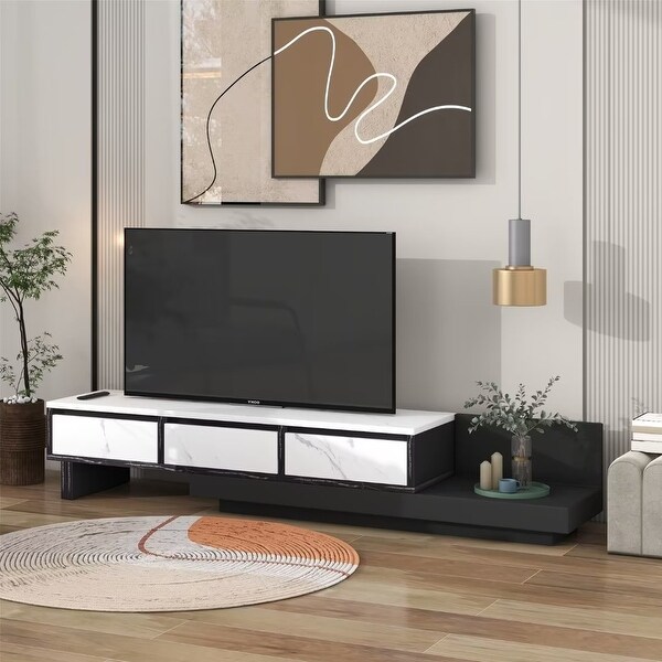 Extendable TV Stand Media Console with 3-Drawer - 65 inches in width