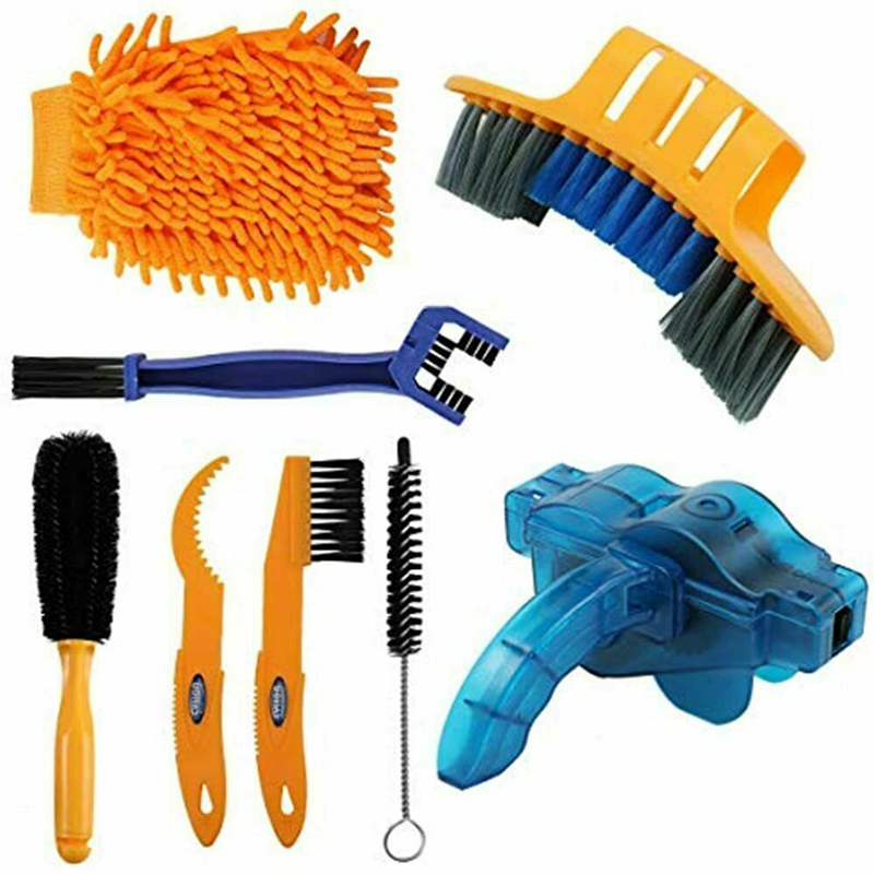 Wholesale Hot sales 8 PCS Precision Bike chain cleaner Bicycle Wash Cleaning Tool set Machine Brushes Outdoor Cycling equipment