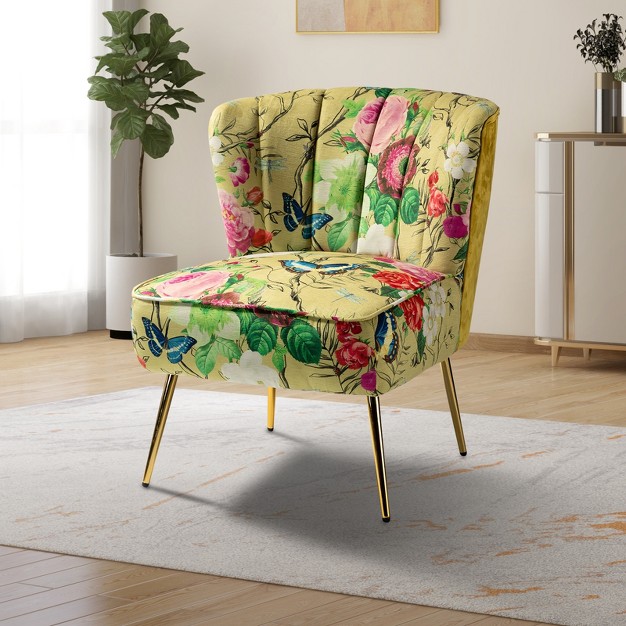 Urbain Wooden Upholstery Accent Side Chair With Tufted Back Karat Home