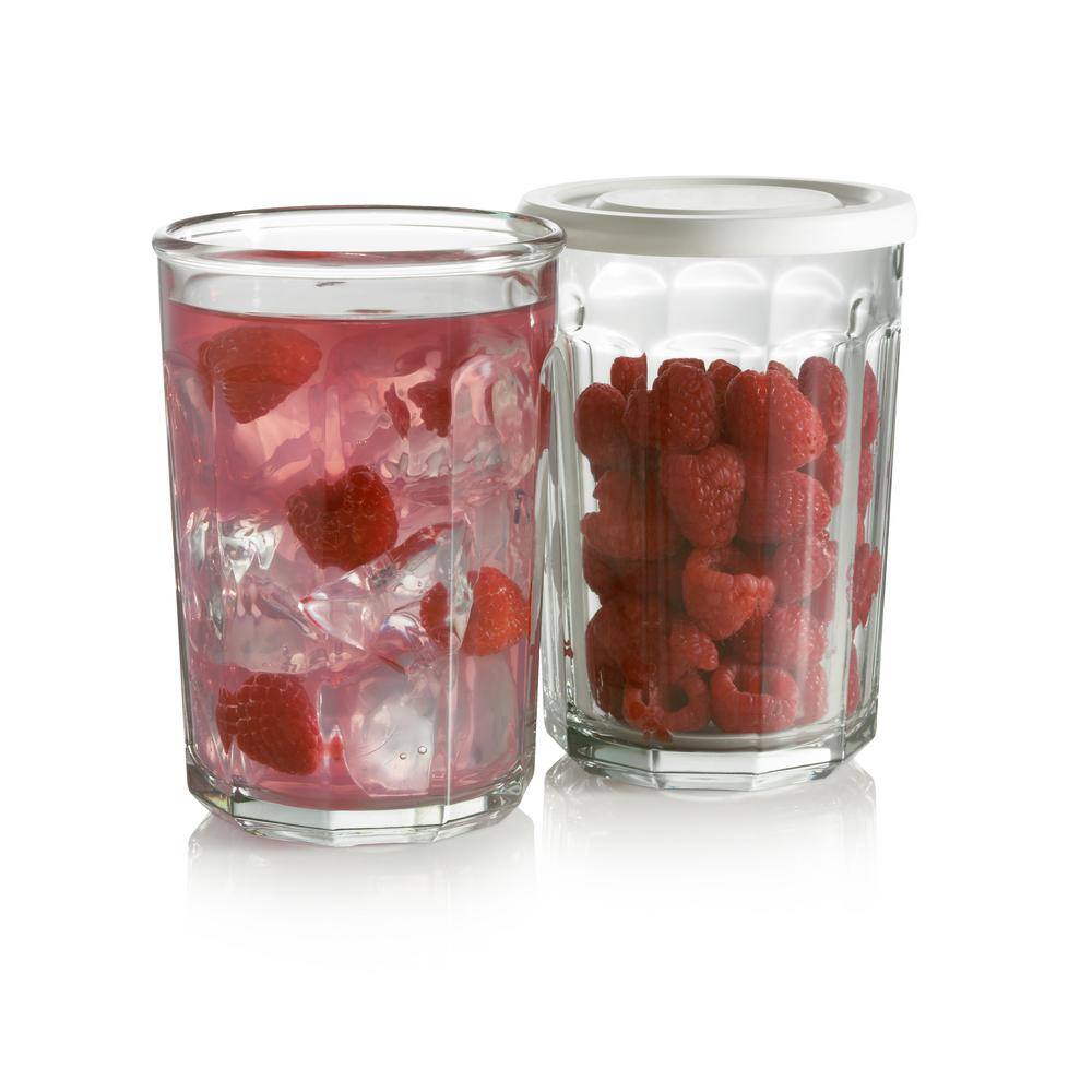 Luminarc Working 21 oz. Glass Storage Jar and Cooler with White Lid (Set of 4) N7594