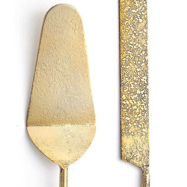 2-Piece Tube Gold Cake Serving Set