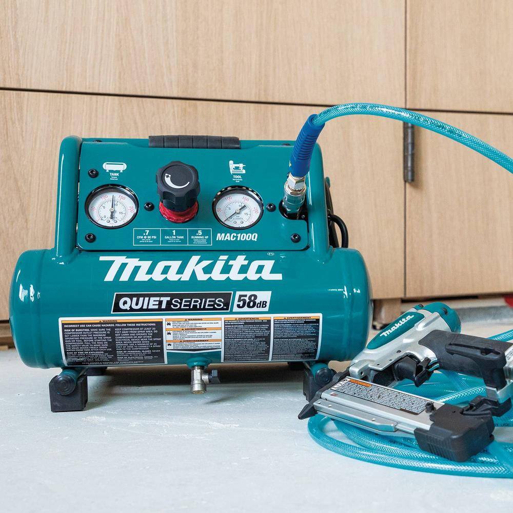 Makita Quiet Series 12 HP 1 Gal. Compact Oil-Free Electric Air Compressor MAC100Q