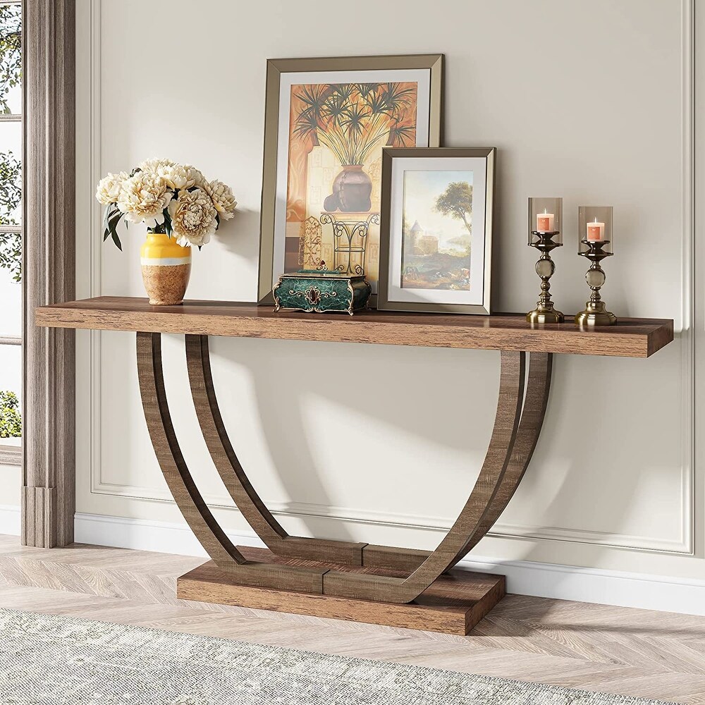 63 Inch Console Table Farmhouse Sofa Tables Narrow Long