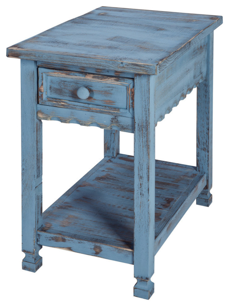 Country Cottage Chairside Table  Blue Antique Finish   Farmhouse   Side Tables And End Tables   by Bolton Furniture  Inc.  Houzz