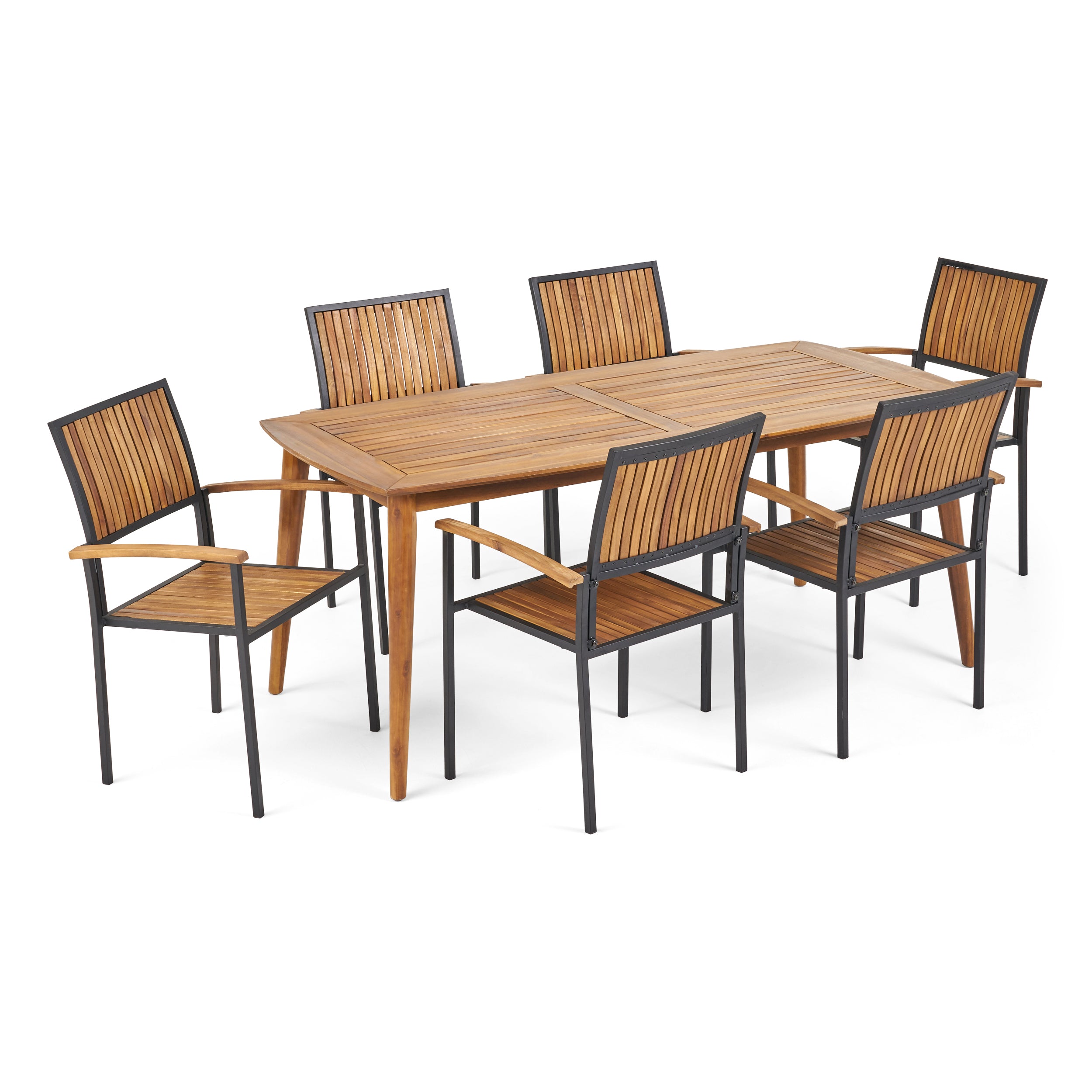 Theresa Outdoor 6 Seater Acacia Wood Dining Set