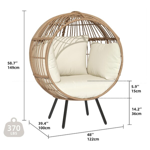 Moasis Oversized Patio Egg Chair Wicker Outdoor Indoor Basket Lounger Chair