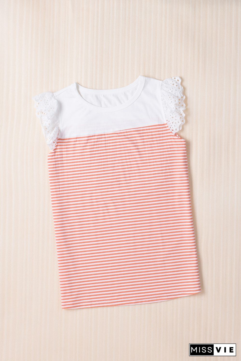 Flutter Shoulder Striped Print Tank Top