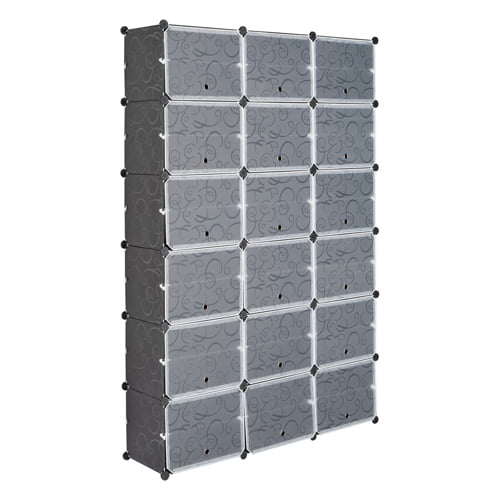 Ktaxon 36 Cubes 72 Pairs Modular Plastic Shoe Storage Cabinet Boxes Expandable 12 Tiers Shoe Rack