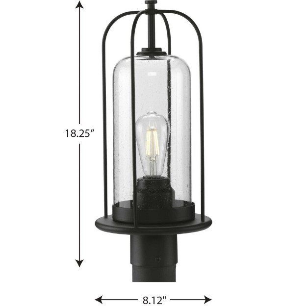 Progress Lighting Watch Hill 1 light Outdoor Post Lantern Textured Black Clear Seeded Glass Shade Included