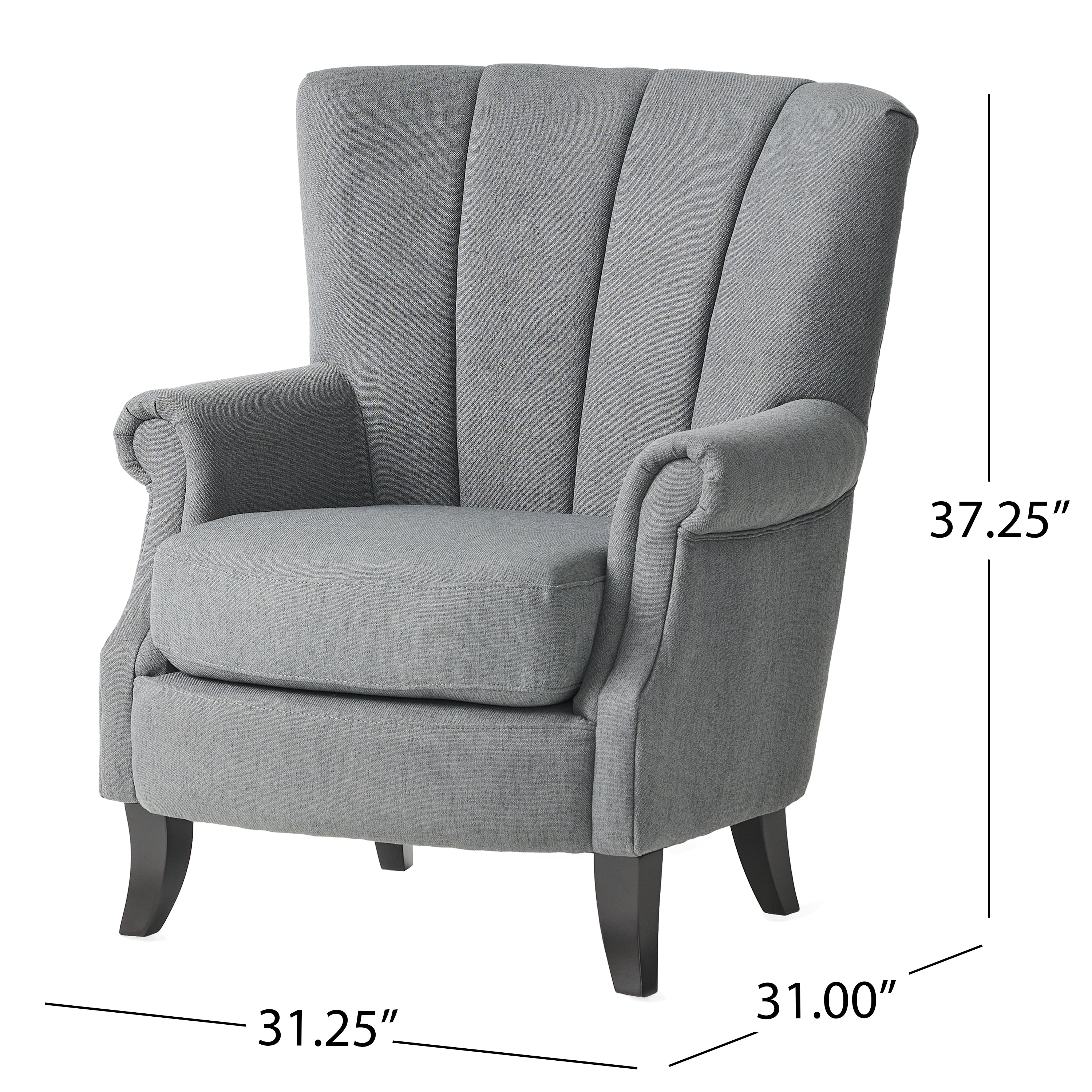 Ezra Contemporary Channel Stitch Upholstered Fabric Club Chair