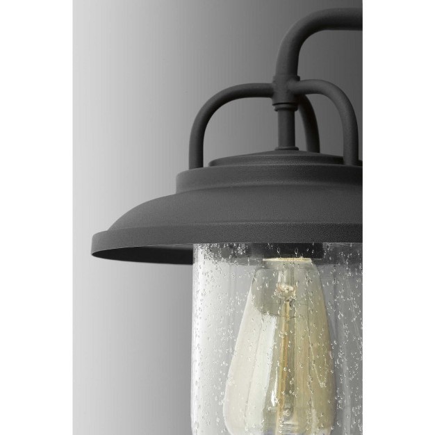 Progress Lighting Beaufort 1 light Medium Wall Lantern Steel Black Finish Seeded Glass Shade Wet Rated