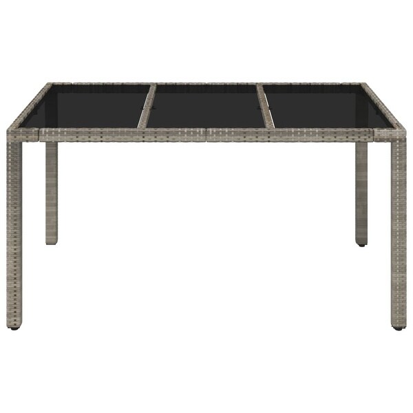 vidaXL Patio Table with Glass Top Black/Gray multisize Poly Rattan