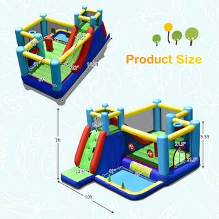 Gymax 8-in-1 Kids Inflatable Bounce House Bouncy Castle Indoor Outdoor Without Blower GYM09776