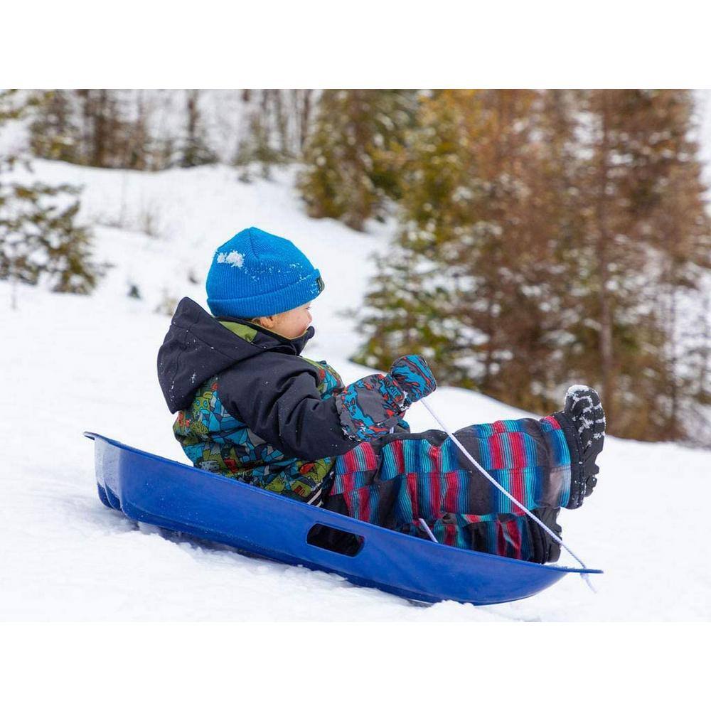 Ejoy 35 in. x 18 in. x 4 in. Downhill Winter Toboggan Snow Sled with Rope (Blue and Green 2-Piece Combo) SnowSled35x18x4_BlueAndGreen