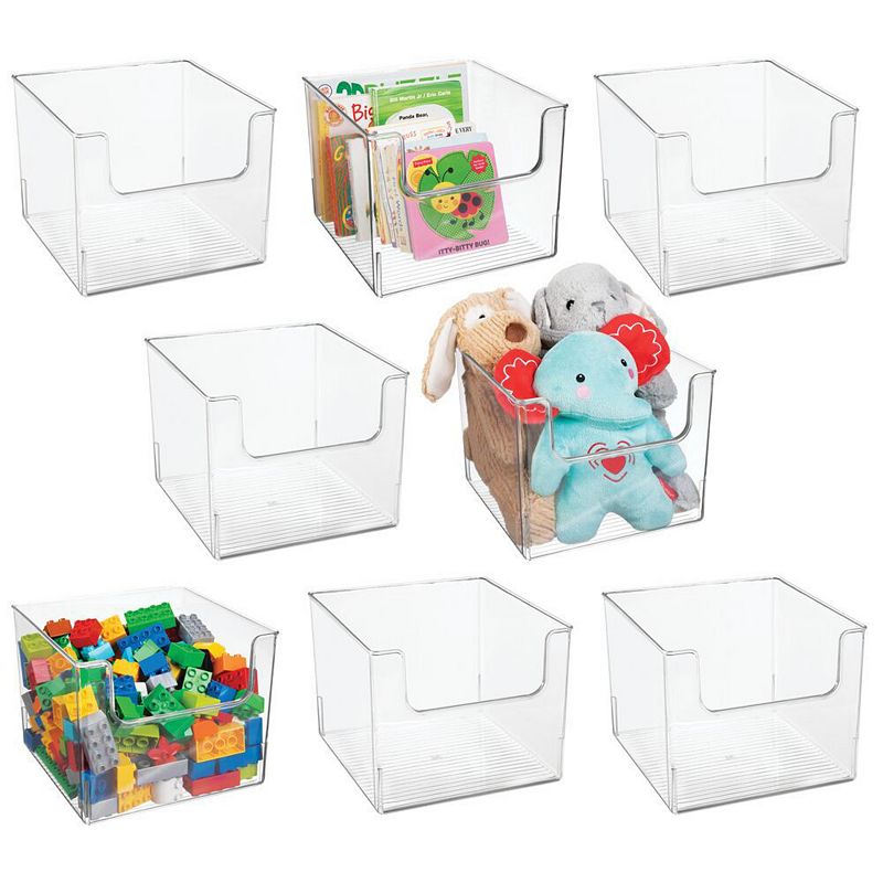 mDesign Linus 10 x 10 x 7.75 Plastic Household Storage Organizer Bins with Open Front， 8 Pack