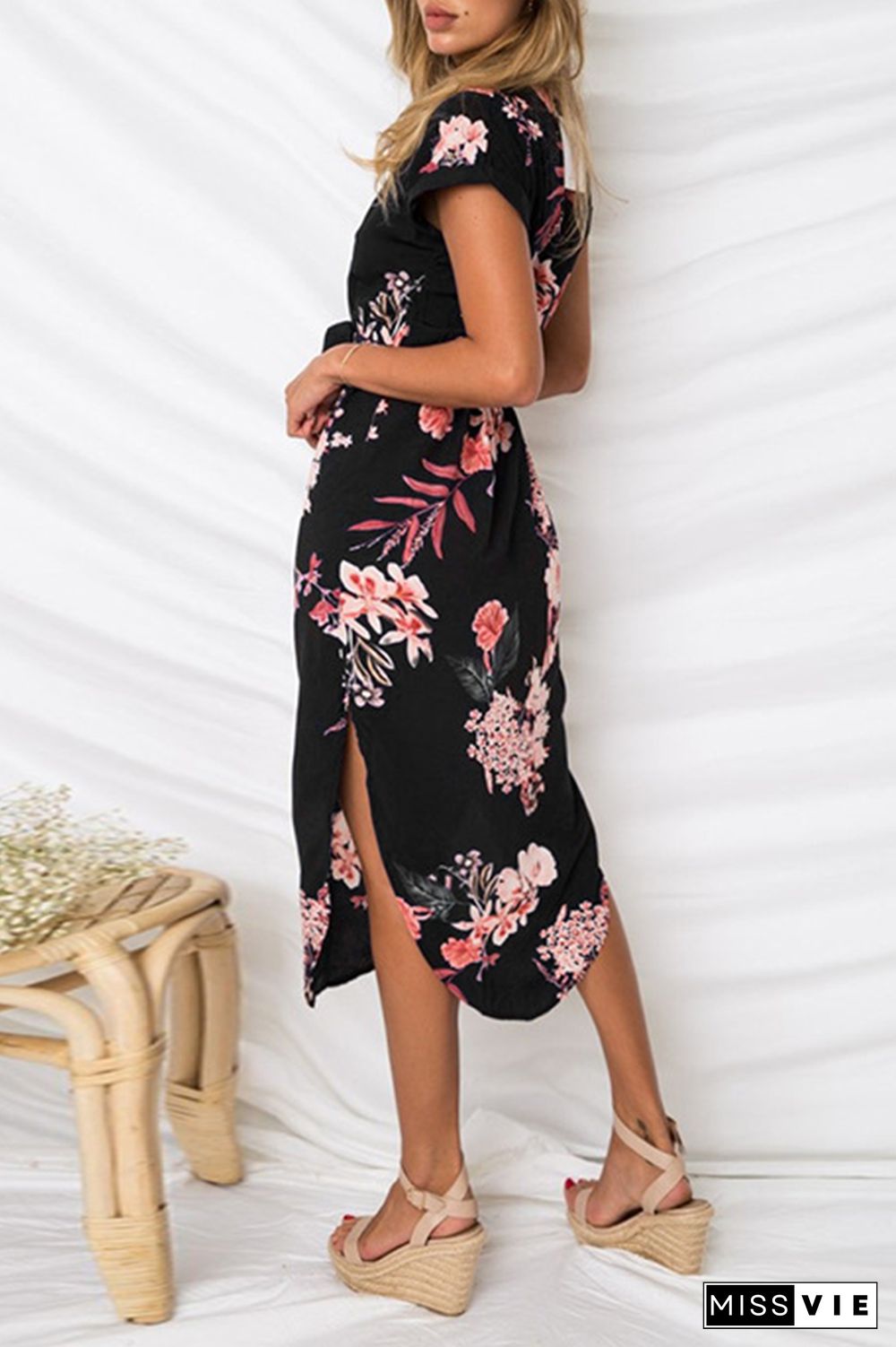 Casual Print Split Joint Irregular Dress Dresses