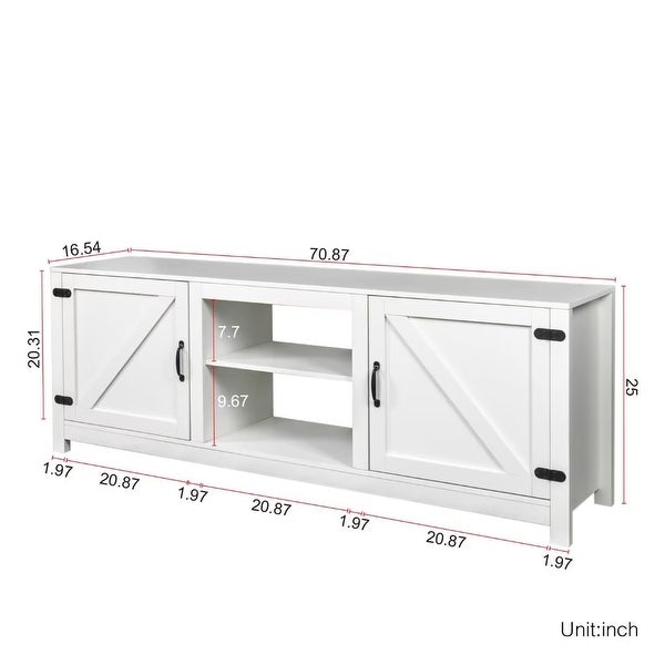 Farmhouse TV Stand， Wood Entertainment Center Media Console with Storage - 73 inches