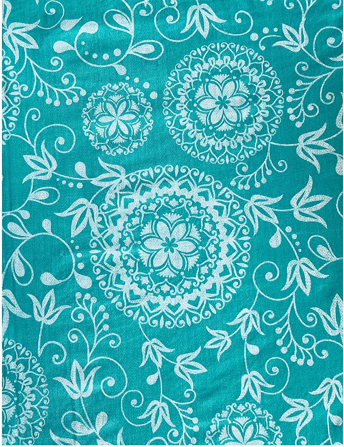 Newbridge Amiel Shabby Chic Medallion Vinyl Flannel Backed Tablecloth - 70 Inch Round, Blue